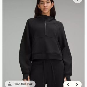 Lululemon Scuba Oversized Half Zip Hoodie Cropped  Black Fits Like M/L